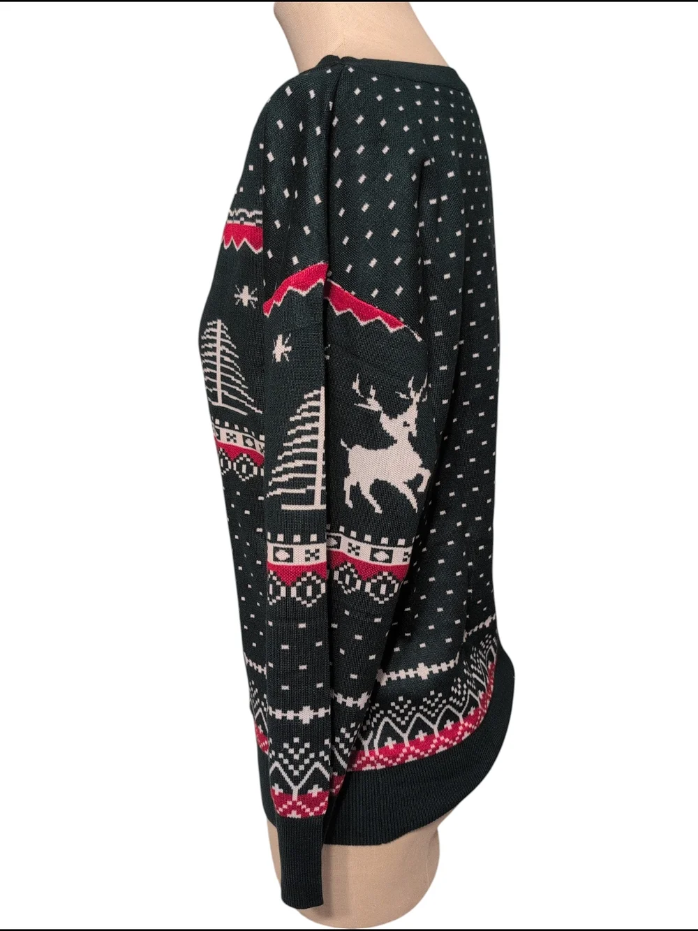 Nwt Asklazy Green Reindeer Fair Isle Sweater Stretch Casual Travel Medium